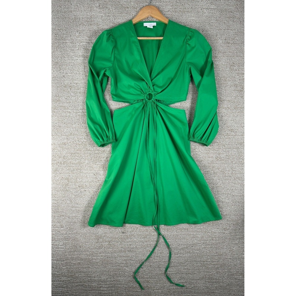 House of Harlow 1960 Green Cut-Out Ring Mini Dress Long Sleeve XS